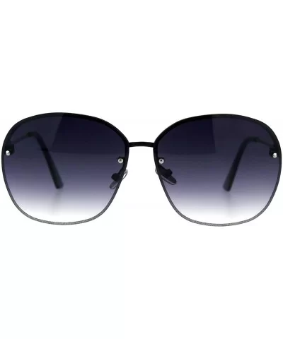 Womens Half Rim Sunglasses Glitter Edge Designer Fashion Shades - Black (Smoke) - CC18EIDXELD $6.58 Rimless