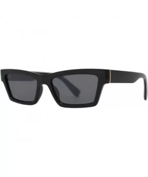 Retro Small Rectangular Cat Eye Sunglasses for Women with Flat Lens - Black + Smoke - C0195D4U9O4 $10.77 Cat Eye