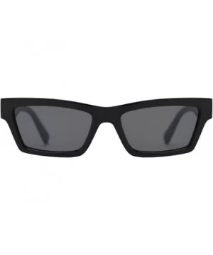 Retro Small Rectangular Cat Eye Sunglasses for Women with Flat Lens - Black + Smoke - C0195D4U9O4 $10.77 Cat Eye