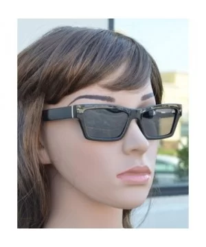 Retro Small Rectangular Cat Eye Sunglasses for Women with Flat Lens - Black + Smoke - C0195D4U9O4 $10.77 Cat Eye