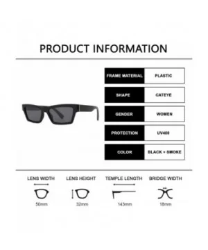 Retro Small Rectangular Cat Eye Sunglasses for Women with Flat Lens - Black + Smoke - C0195D4U9O4 $10.77 Cat Eye