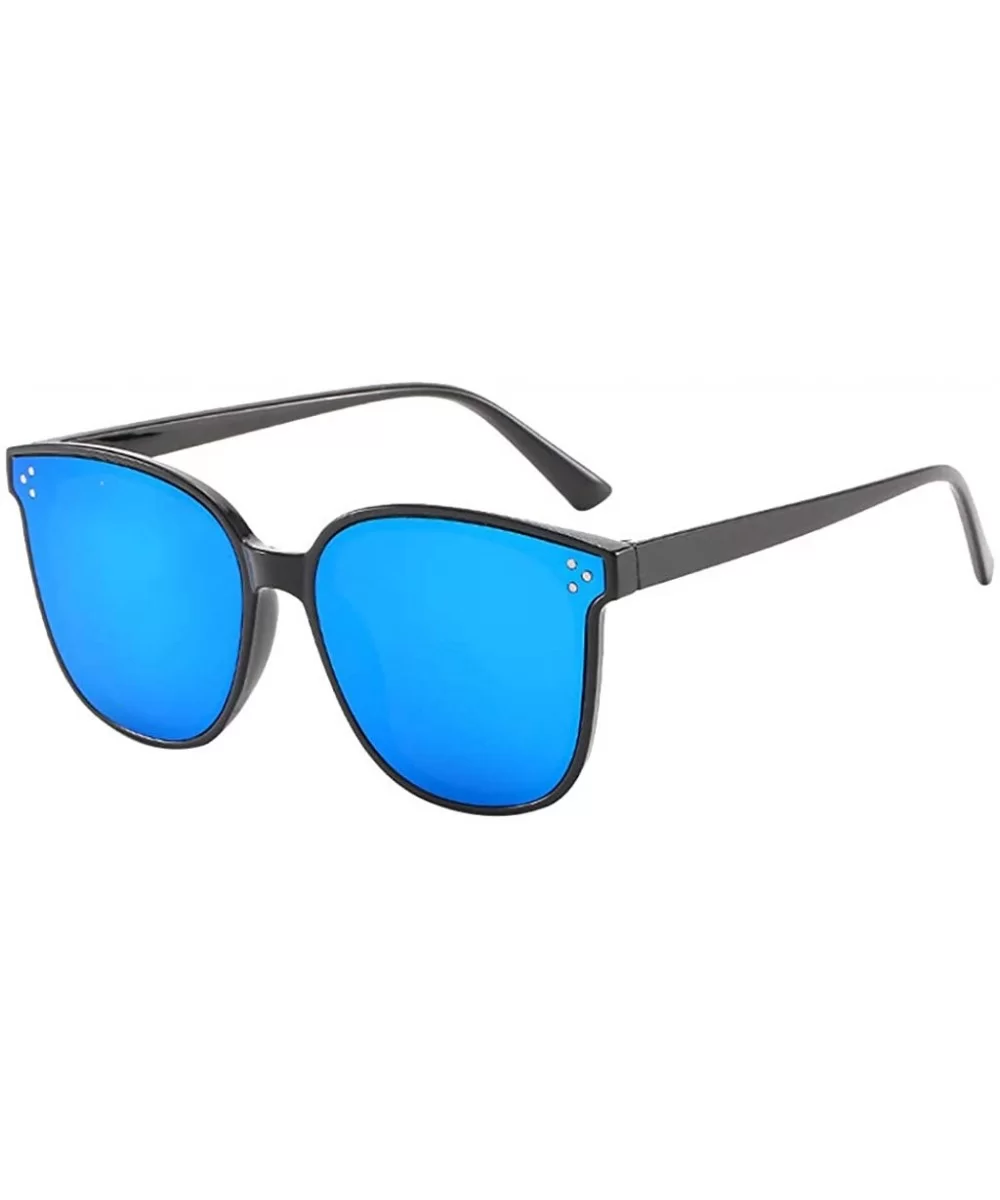 Vintage Polarized Sunglasses For Women Oversized Square Metal Frame Retro Fashion Shades - Blue - CM199KAX9OS $4.51 Oversized