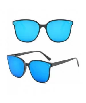 Vintage Polarized Sunglasses For Women Oversized Square Metal Frame Retro Fashion Shades - Blue - CM199KAX9OS $4.51 Oversized