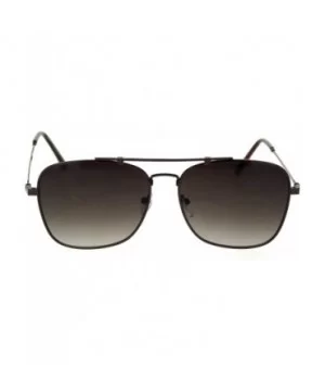 Mens Classic Rectangular Metal Wirerim Pilots Sunglasses - All Brown - CL18SZS6MSD $8.91 Rectangular