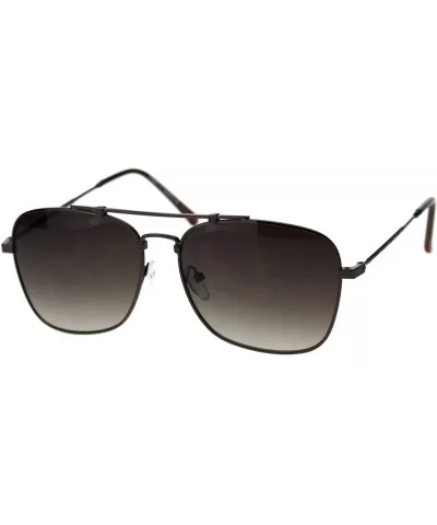 Mens Classic Rectangular Metal Wirerim Pilots Sunglasses - All Brown - CL18SZS6MSD $8.91 Rectangular