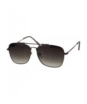 Mens Classic Rectangular Metal Wirerim Pilots Sunglasses - All Brown - CL18SZS6MSD $8.91 Rectangular