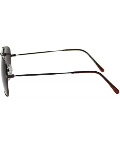 Mens Classic Rectangular Metal Wirerim Pilots Sunglasses - All Brown - CL18SZS6MSD $8.91 Rectangular