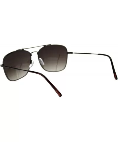 Mens Classic Rectangular Metal Wirerim Pilots Sunglasses - All Brown - CL18SZS6MSD $8.91 Rectangular