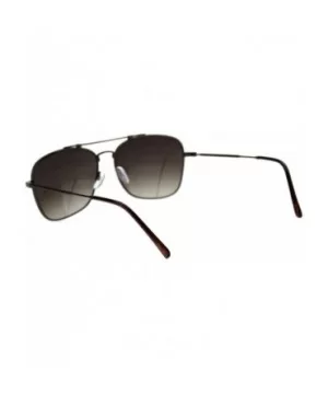 Mens Classic Rectangular Metal Wirerim Pilots Sunglasses - All Brown - CL18SZS6MSD $8.91 Rectangular