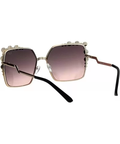 Womens Rhinestone Sparkling Rectangular Butterfly Metal Rim Sunglasses - Gold Pink Smoke - CO18I4DGM2K $8.96 Rectangular