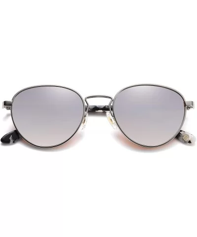 Small Retro Oval Polarized Sunglasses with Acetate Temple Amber SJ1133 - CM192W4S3IG $10.88 Oval