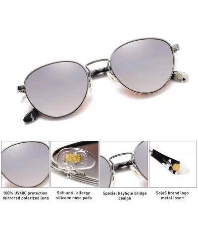 Small Retro Oval Polarized Sunglasses with Acetate Temple Amber SJ1133 - CM192W4S3IG $10.88 Oval