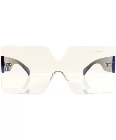 Unisex Futuristic Flat Panel Shield Clear Lens Rectangular Eye-Glasses A050 - Black/ Clear - C6187Q4WDUW $9.65 Rimless