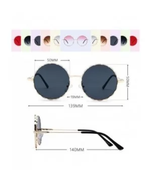 Round Hippie Metal Sunglasses for Women Man Retro Vintage Wave-shaped Sun Glasses - Black Metal - CQ18S9YR4CA $6.16 Oversized