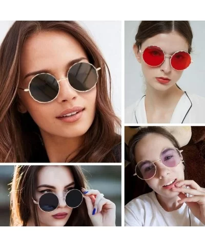 Round Hippie Metal Sunglasses for Women Man Retro Vintage Wave-shaped Sun Glasses - Black Metal - CQ18S9YR4CA $6.16 Oversized