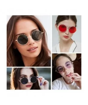 Round Hippie Metal Sunglasses for Women Man Retro Vintage Wave-shaped Sun Glasses - Black Metal - CQ18S9YR4CA $6.16 Oversized