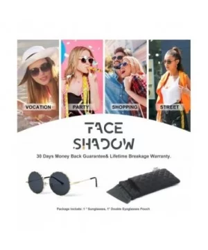 Round Hippie Metal Sunglasses for Women Man Retro Vintage Wave-shaped Sun Glasses - Black Metal - CQ18S9YR4CA $6.16 Oversized