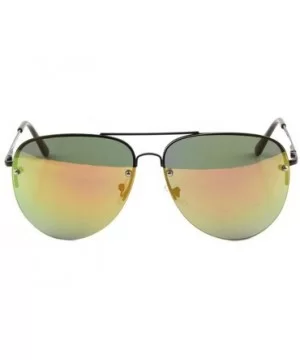 Color Mirror Curved Rimless Lens Dot Stud Aviator Sunglasses - Red Green Black - CF190IA04A6 $12.57 Rimless