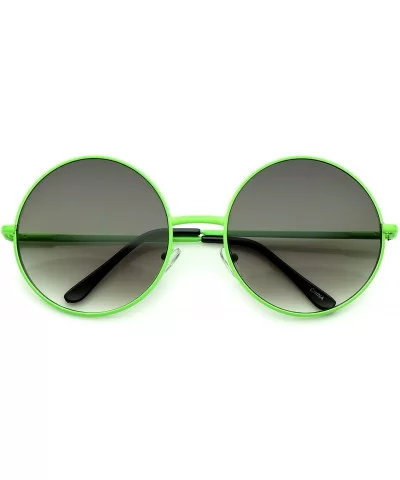 Super Oversize Slim Temple Neon Frame Round Sunglasses 61mm - Green / Lavender - CN12N83VBHK $7.64 Oversized