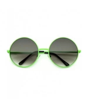 Super Oversize Slim Temple Neon Frame Round Sunglasses 61mm - Green / Lavender - CN12N83VBHK $7.64 Oversized