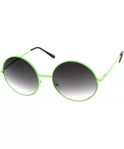 Super Oversize Slim Temple Neon Frame Round Sunglasses 61mm - Green / Lavender - CN12N83VBHK $7.64 Oversized