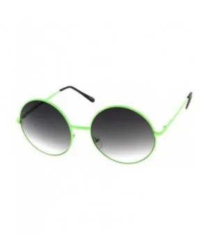 Super Oversize Slim Temple Neon Frame Round Sunglasses 61mm - Green / Lavender - CN12N83VBHK $7.64 Oversized