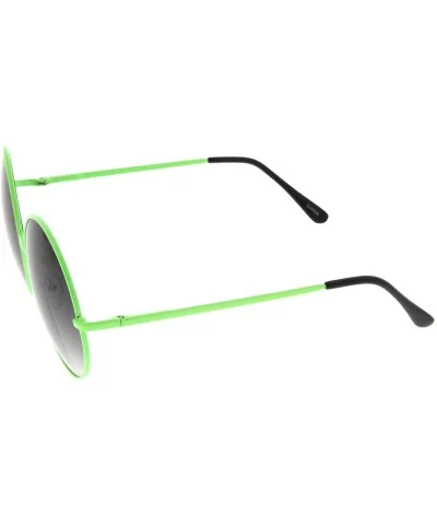 Super Oversize Slim Temple Neon Frame Round Sunglasses 61mm - Green / Lavender - CN12N83VBHK $7.64 Oversized