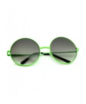 Super Oversize Slim Temple Neon Frame Round Sunglasses 61mm - Green / Lavender - CN12N83VBHK $7.64 Oversized