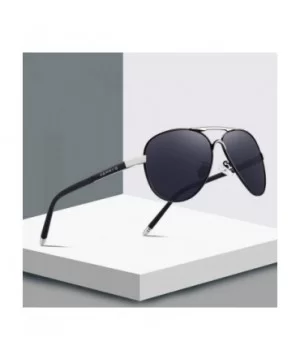 DESIGN Men Classic Pilot Sunglasses Aviation Alloy Frame HD Polarized C01 Black - C02 Gray - CB18XKLC8MC $15.05 Aviator