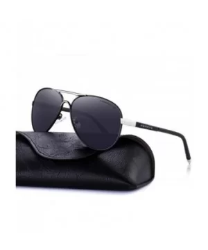 DESIGN Men Classic Pilot Sunglasses Aviation Alloy Frame HD Polarized C01 Black - C02 Gray - CB18XKLC8MC $15.05 Aviator