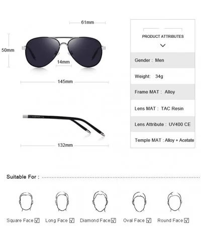 DESIGN Men Classic Pilot Sunglasses Aviation Alloy Frame HD Polarized C01 Black - C02 Gray - CB18XKLC8MC $15.05 Aviator