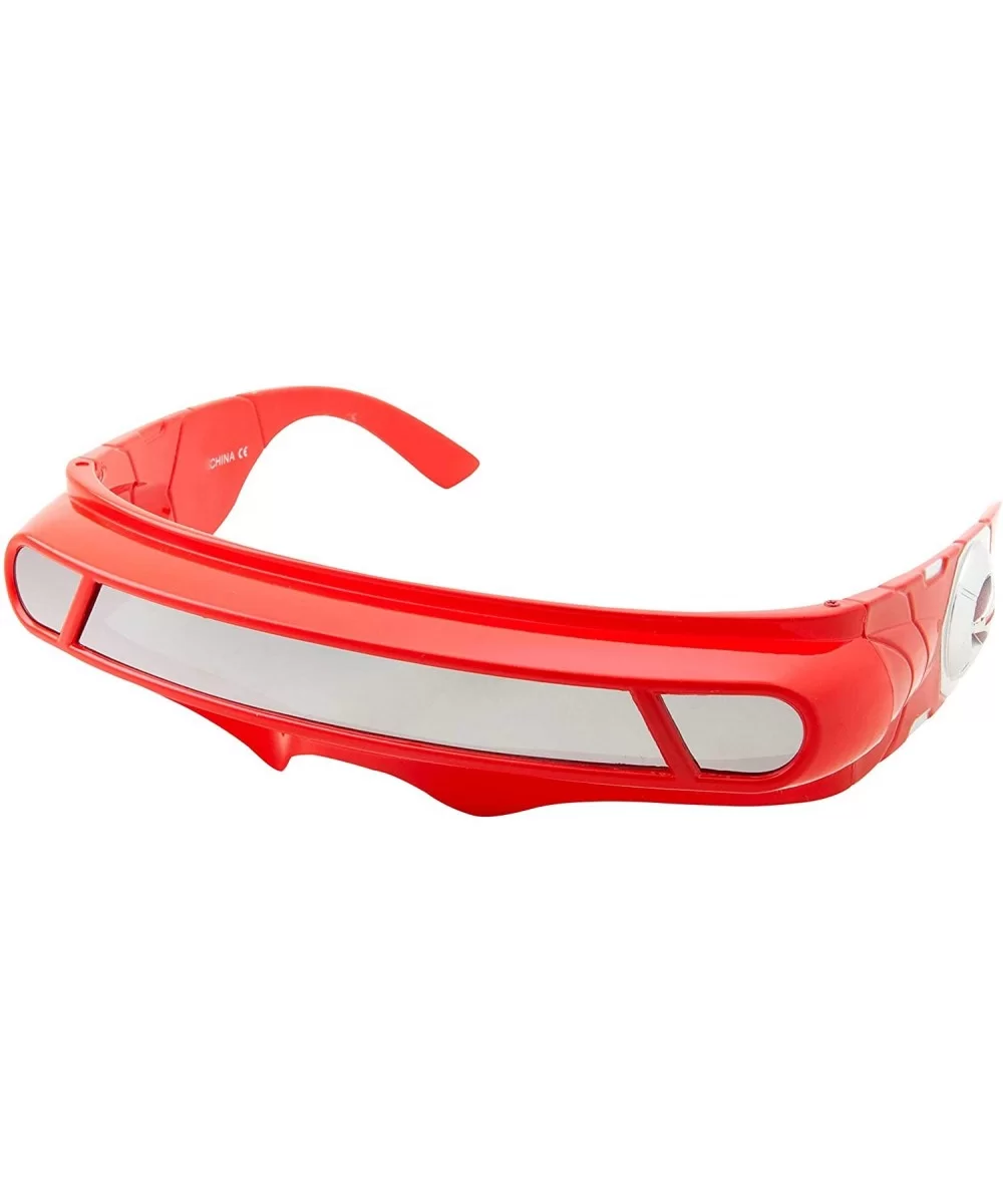 Futuristic Space Alien Costume Sunglasses Cyclops Shield Party Mirror Mono Lens - Red - Silver Mirror Lens - CH18YZK209X $6.9...