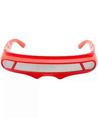 Futuristic Space Alien Costume Sunglasses Cyclops Shield Party Mirror Mono Lens - Red - Silver Mirror Lens - CH18YZK209X $6.9...