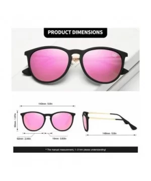 Premium Classic Polarized Sunglasses for Women Men TR90 TAC Round Mirrored Lens - Black Frame Pink Lens - CH18YDR3KNI $9.67 R...