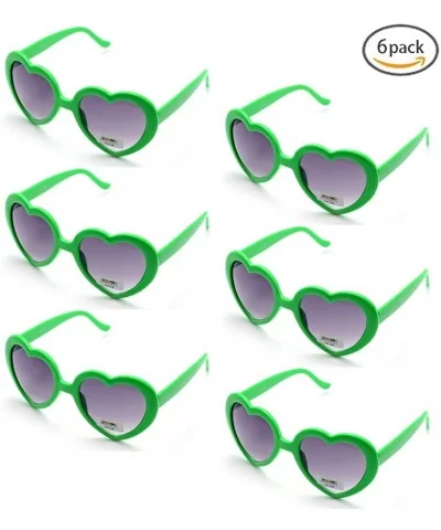 6 Neon Colors Heart Shape Party Favors Sunglasses - Multi Packs - 6-pack Green - CP183O86ETW $9.83 Rimless