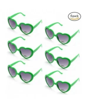 6 Neon Colors Heart Shape Party Favors Sunglasses - Multi Packs - 6-pack Green - CP183O86ETW $9.83 Rimless