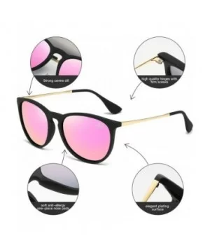 Premium Classic Polarized Sunglasses for Women Men TR90 TAC Round Mirrored Lens - Black Frame Pink Lens - CH18YDR3KNI $9.67 R...