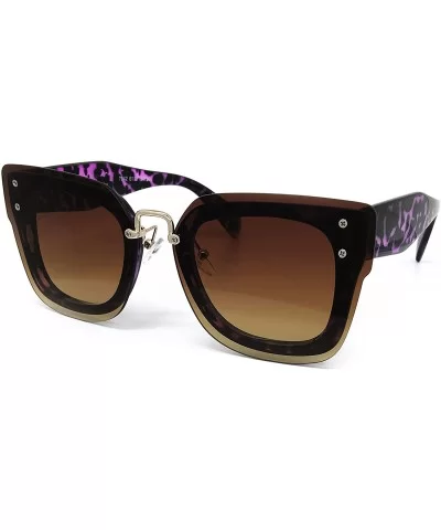 7942-1 Oversized Rimless Flat Sunglasses - Brown Purple - C918OOX0DDL $10.95 Oversized