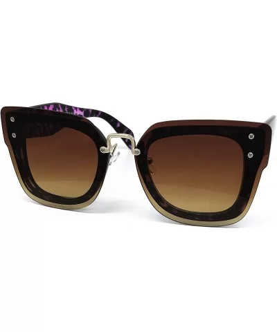 7942-1 Oversized Rimless Flat Sunglasses - Brown Purple - C918OOX0DDL $10.95 Oversized