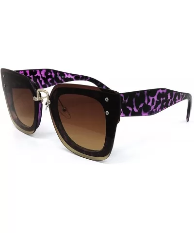 7942-1 Oversized Rimless Flat Sunglasses - Brown Purple - C918OOX0DDL $10.95 Oversized