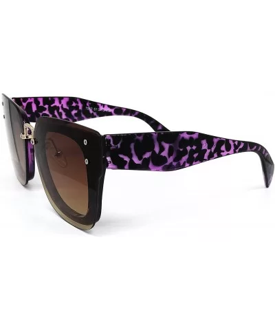 7942-1 Oversized Rimless Flat Sunglasses - Brown Purple - C918OOX0DDL $10.95 Oversized