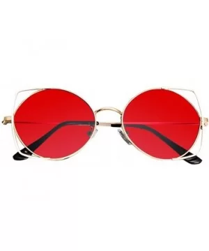 UV Protection Sunglasses for Women Men Full rim frame Oval Shaped Acrylic Lens Metal Frame Sunglass - Red - CP1902S9GCM $6.69...