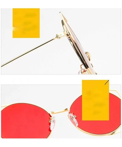 UV Protection Sunglasses for Women Men Full rim frame Oval Shaped Acrylic Lens Metal Frame Sunglass - Red - CP1902S9GCM $6.69...