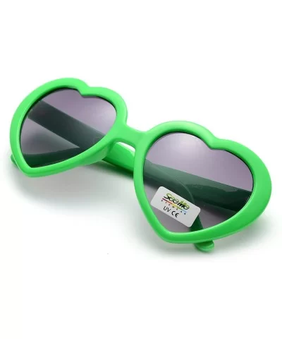 6 Neon Colors Heart Shape Party Favors Sunglasses - Multi Packs - 6-pack Green - CP183O86ETW $9.83 Rimless