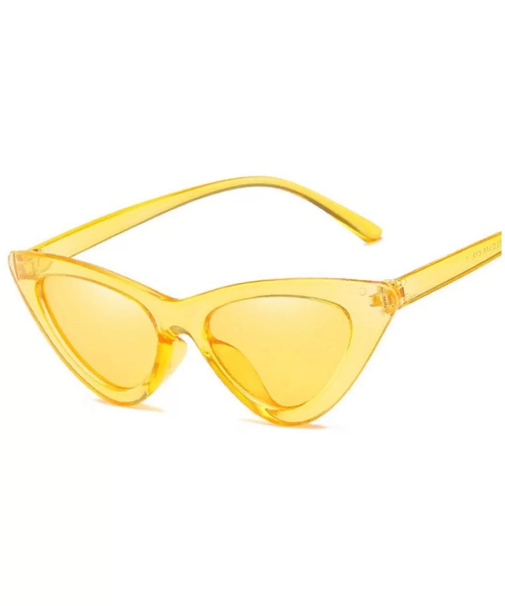 Sexy Cat Eye Sunglasses Women Mirror Black Triangle Sun Glasses Lens Shades Eyewear UV400 - Yellow - C3198553HM4 $26.50 Oval