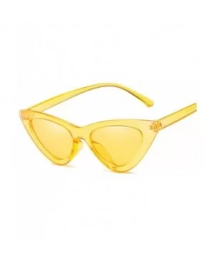 Sexy Cat Eye Sunglasses Women Mirror Black Triangle Sun Glasses Lens Shades Eyewear UV400 - Yellow - C3198553HM4 $26.50 Oval