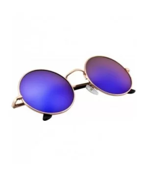 John Lennon Inspired Sunglasses Round Hippie Shades Retro Colored Lenses - Gold Blue Ice - CS11LH20MJV $6.67 Aviator