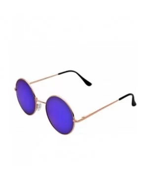 John Lennon Inspired Sunglasses Round Hippie Shades Retro Colored Lenses - Gold Blue Ice - CS11LH20MJV $6.67 Aviator