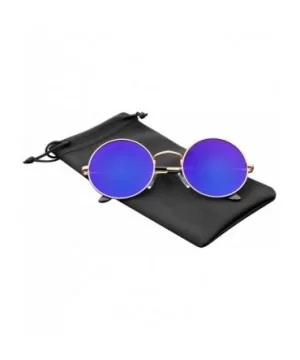 John Lennon Inspired Sunglasses Round Hippie Shades Retro Colored Lenses - Gold Blue Ice - CS11LH20MJV $6.67 Aviator