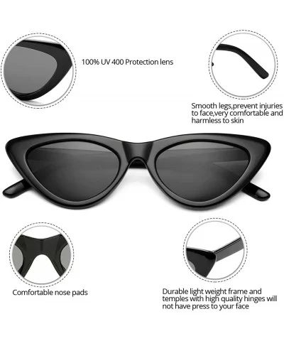 Retro Vintage Cat Eye Sunglasses for women Clout Goggles Composite Frame - Black/Grey - CA18OZ4YGH9 $10.59 Sport